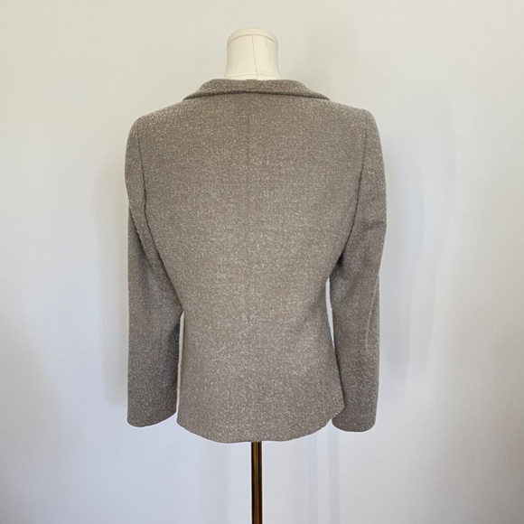Lafayette 148 Wool Blend Textured Boucle Blazer Sz 8 Neutral Minimalist Jacket - Picture 5 of 13